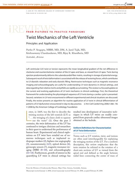 Twist Mechanics of the Left Ventricle: Principles and 